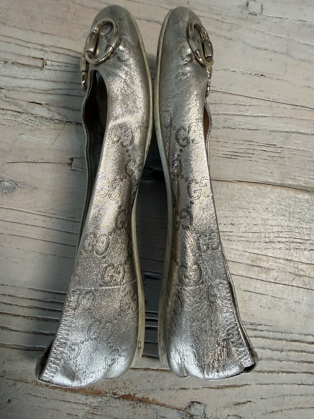 Gucci Metallic Gold Ballerina Shoes womens Size 35.5 - Picture 4 of 16